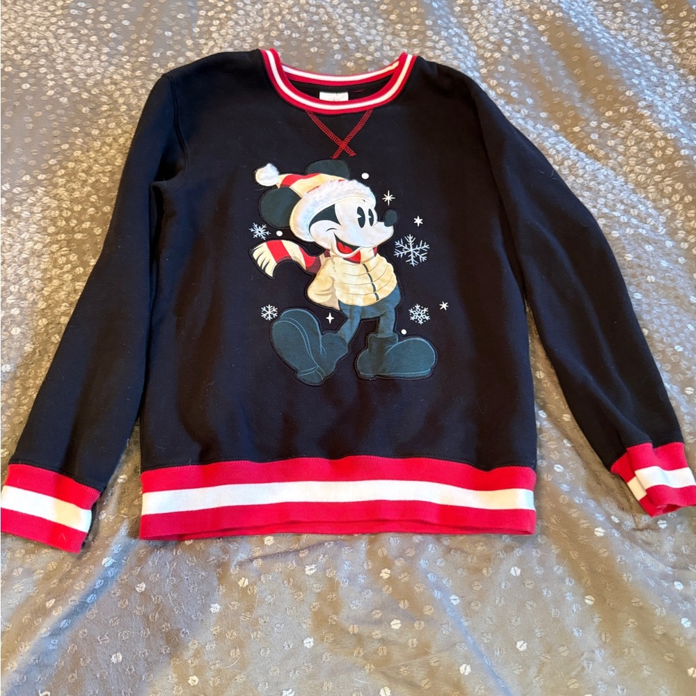 Disney Black and Red Mickey Mouse winter themed sweatshirt, Size 10/12